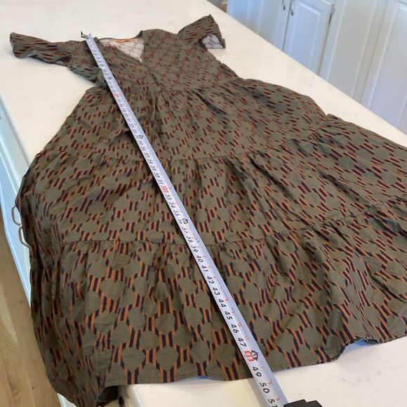 Tuckernuck Oliphant V-Neck Maxi Dress 100% Cotton Tiered Earthy Polka Dot XS - Picture 9 of 11